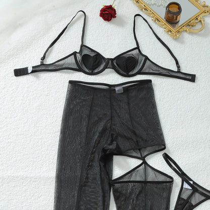 Ensemble 3 Pièces Romantique Strass Cœur