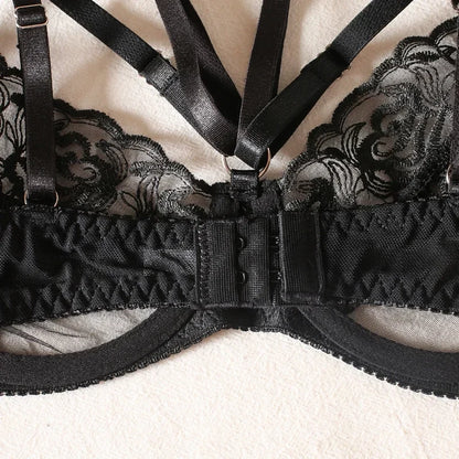 Ensemble Lingerie Dentelle Fine à Plumes
